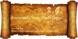Korcsmáros Györgyi névjegykártya