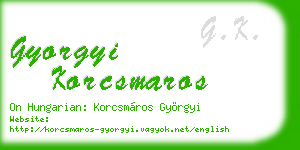 gyorgyi korcsmaros business card