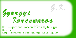 gyorgyi korcsmaros business card